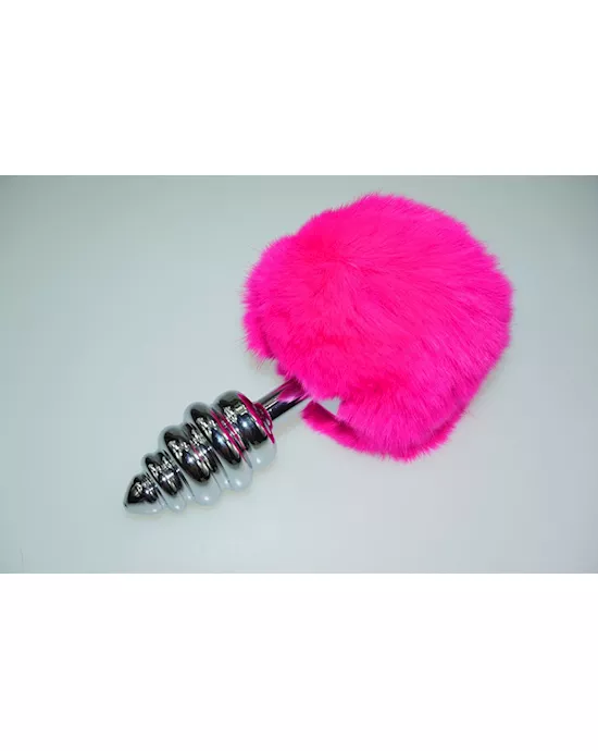 Fluffy Bunny Rippled Butt Plug