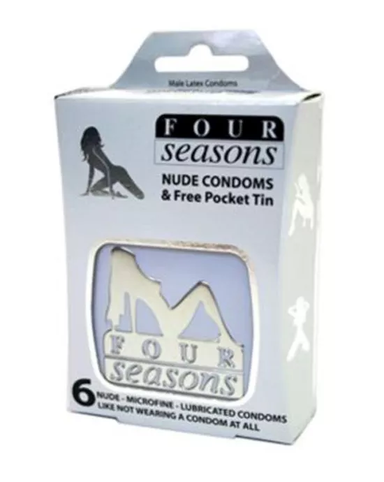 Four Seasons Nude Condoms Collectors White Tin