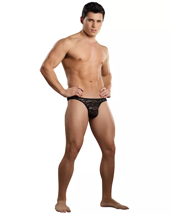 BONG THONG STRETCH LACE BLACK