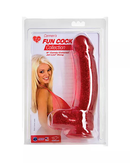 TLC Carmens Fun Cock 8 Inch Jel-Lee Red Glitter