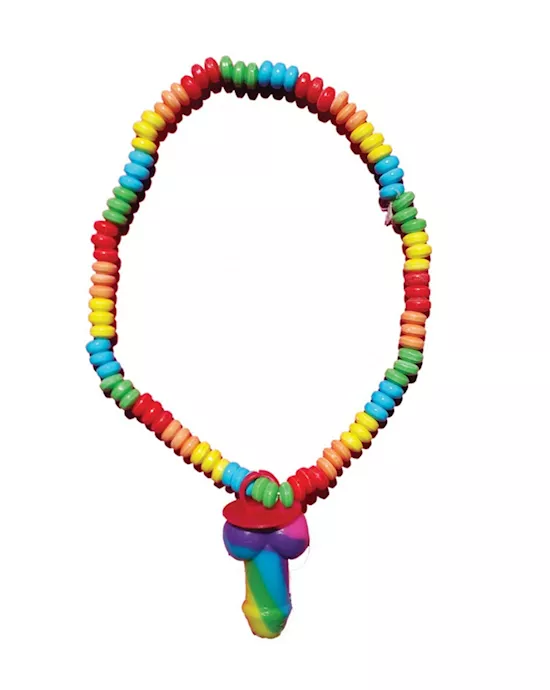 Rainbow Cock Stretchy Candy Necklace