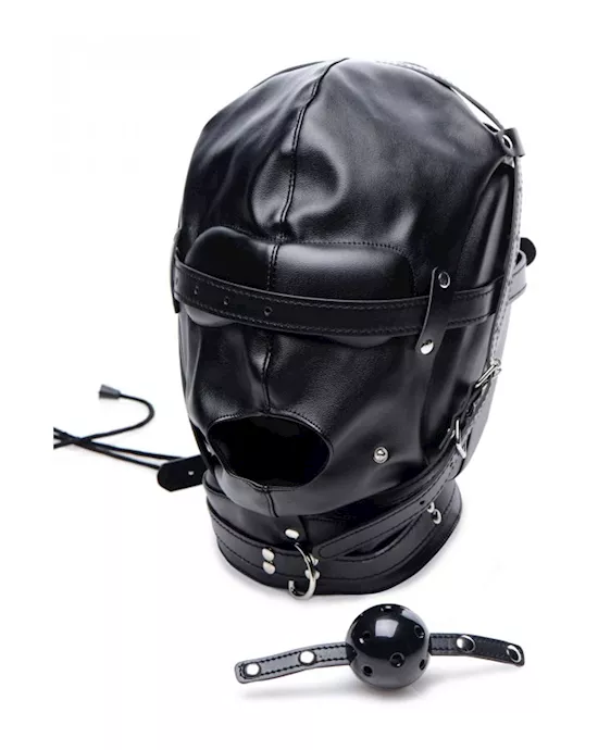 Bondage Hood With Breathable Ball Gag