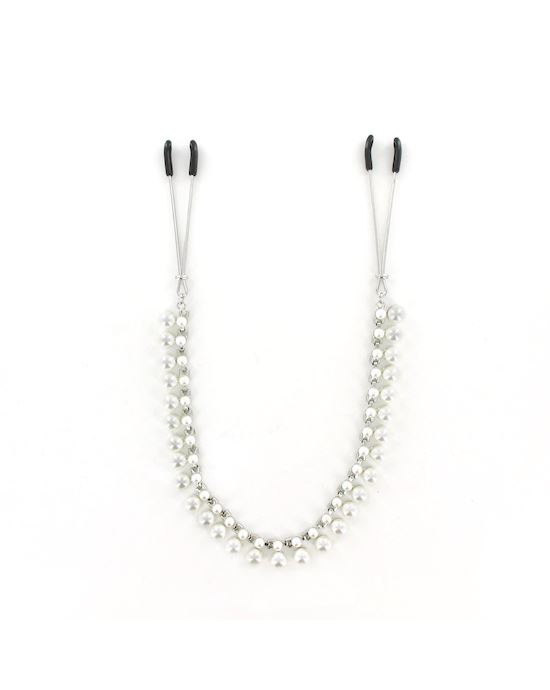 Midnight Pearl Chain Nipple Clips