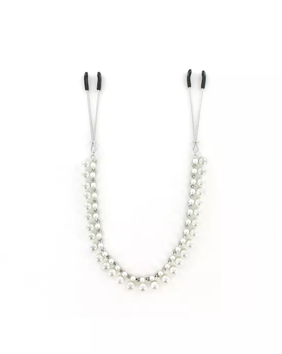 Midnight Pearl Chain Nipple Clips