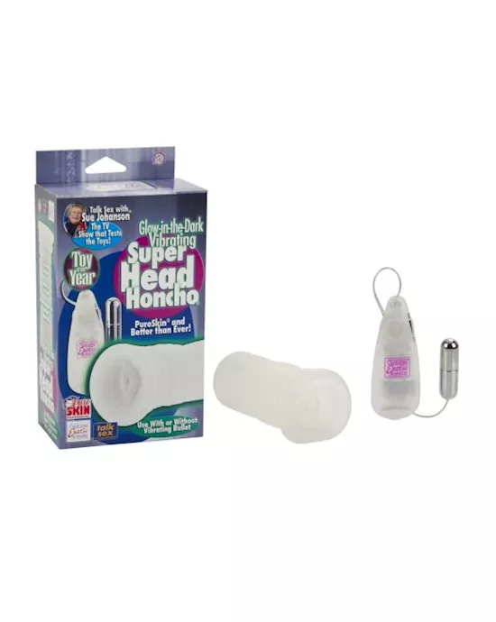 Sue Johanson Glow-in-the-Dark Vibrating Super Head Honcho - White