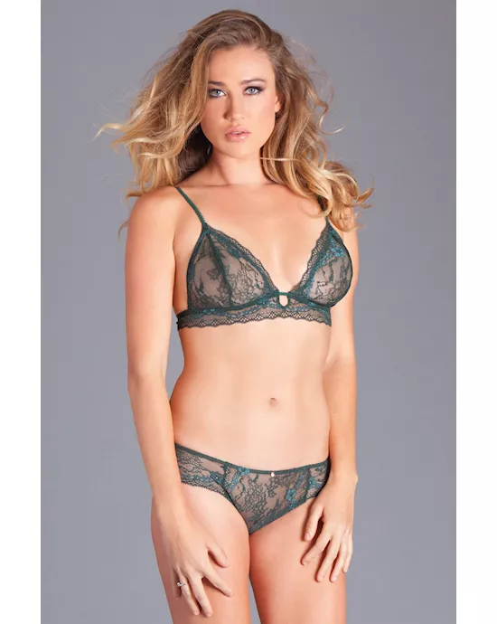 Two-Piece Lace Bralette and Panty Set - M/L