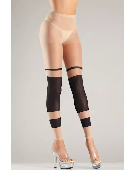 Knee Stripe Footless Tights