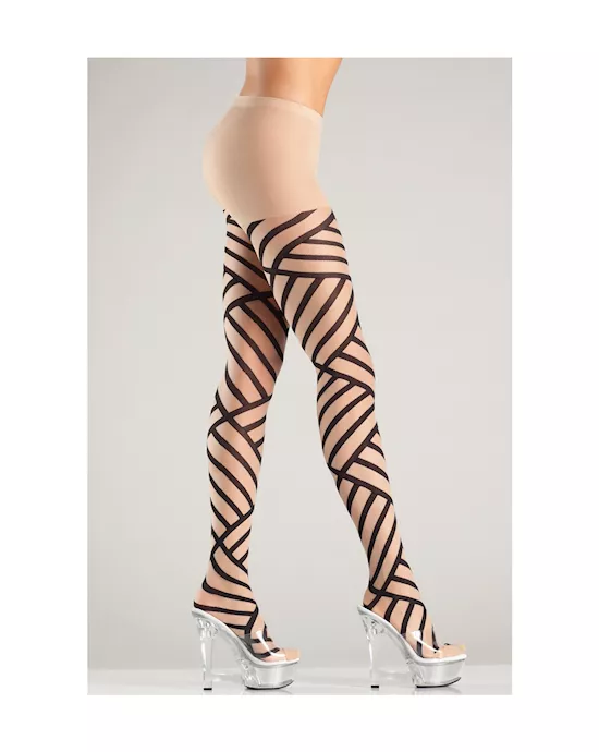 Folded Stripe Pantyhose