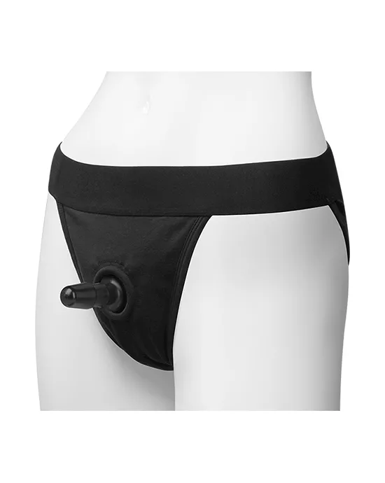 Vac-U-Lock Full Back Panty Harness With Plug S/M