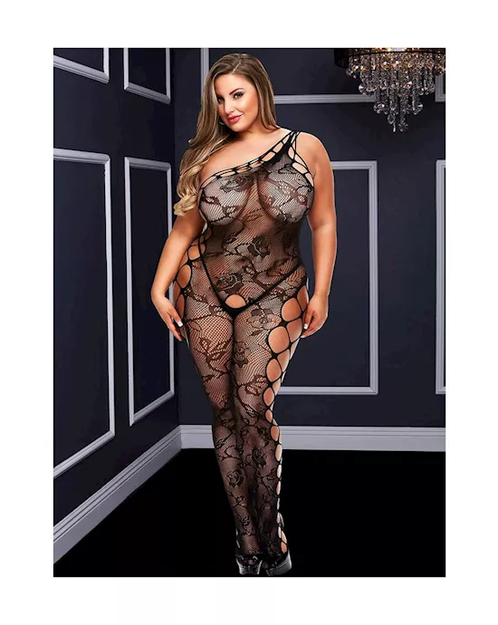 Off The Shoulder Bodystocking With Fishnet Detail