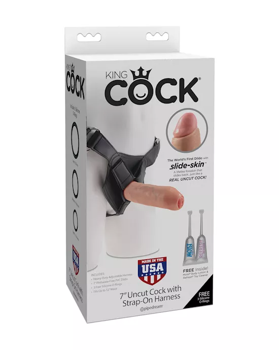 King Cock 7 Inch Uncut Cock Strap-On Harness