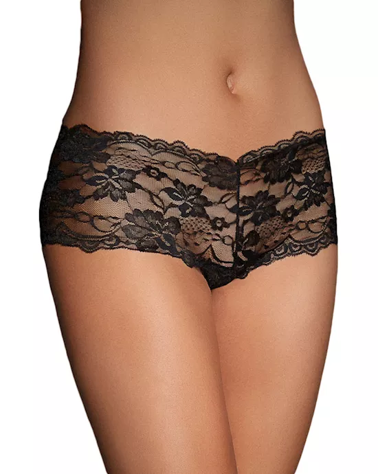 Sexy Black Boyshort With Lace-Up Back