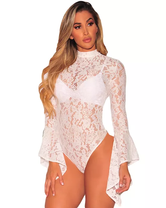 Lace Bodysuit With Bell Sleeves
