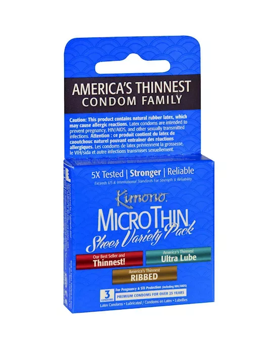 Kimono Sheer Variety Condom Pack 3 Pack