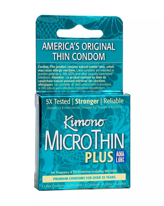 Kimoni Microthin Plus Aqua Lubricant Condoms 3 Pack