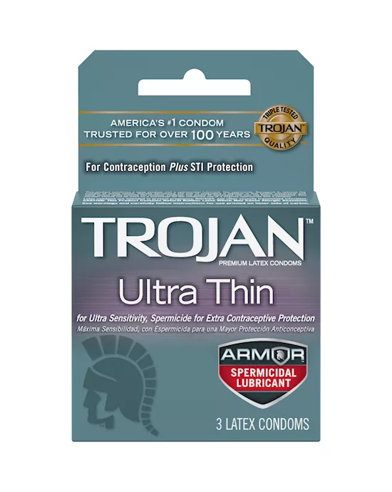 Trojan Ultra Thin Armour (Spermicidal) Condoms 3 Pack