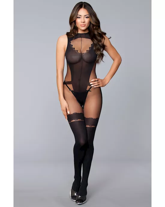 Crotchless Low Back Body Stocking - O/S