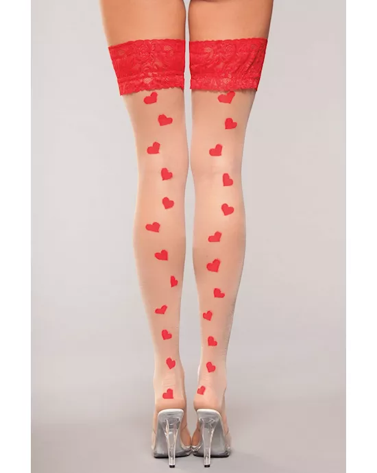 Lace Top Sweetheart Thigh Highs - O/S
