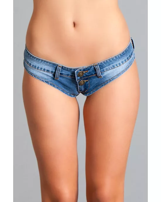 Low Waist Mini Denim Stretch Shorts