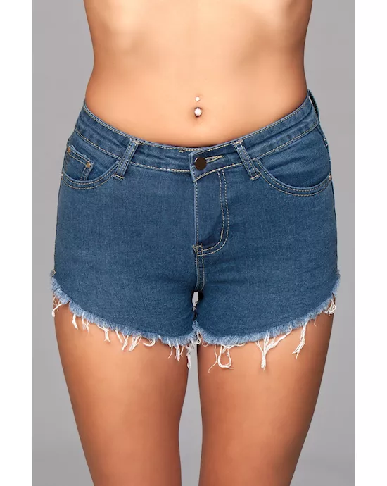 Looped In Distressed Denim Shorts