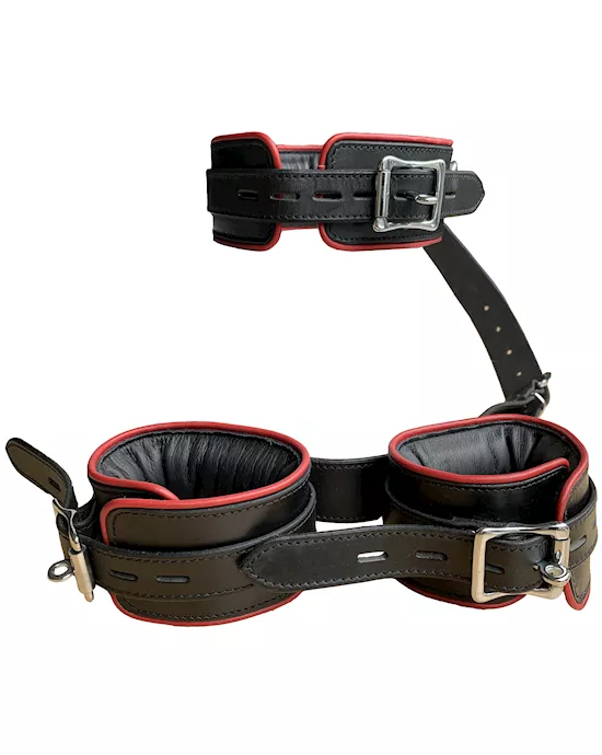 Bound X Wide Leather Cuff And Collar Set