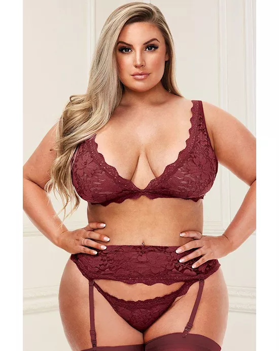 3 Piece Show Me Bra Garter G-string Set