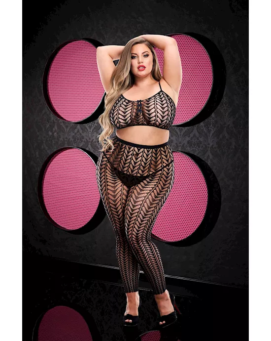 Jacquard Crop Top And Pant Set 