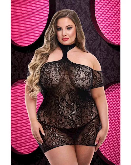 Cut Out Lace Mini Dress 