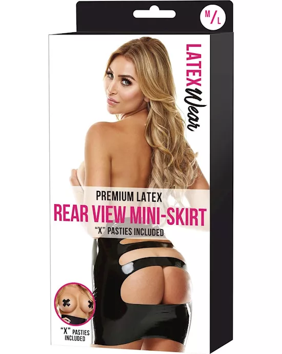 Premium Latex Open Back Rear View Mini Skirt  ML