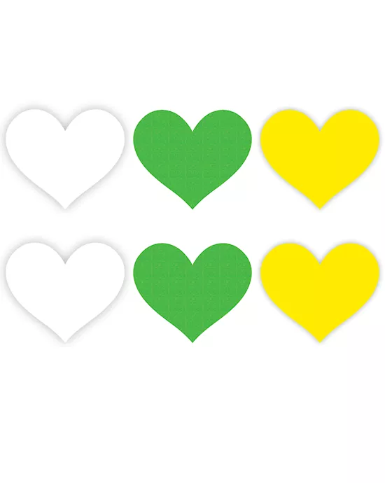 Neon Heart Pasties - White/Green/Yellow