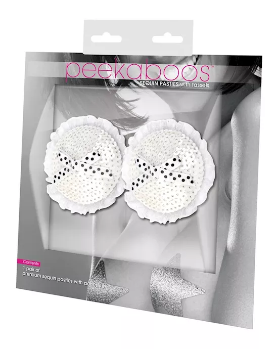 Sequin With White Bow Pasties