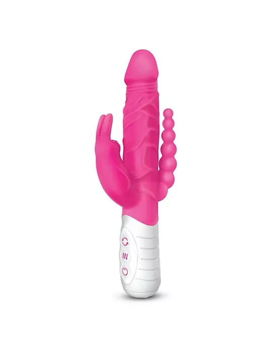 RR Rechargeable Slim Double Penetration Rabbit Hot Pink