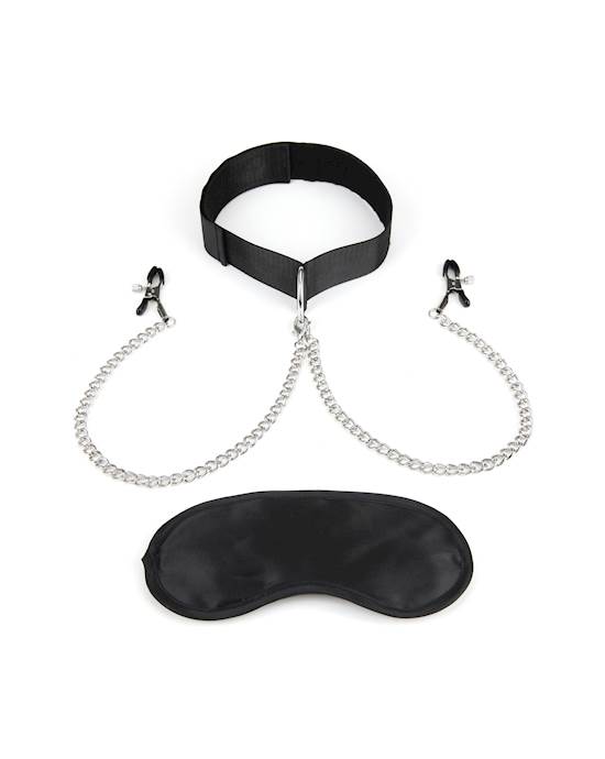 Lux Fetish Collar And Nipple Clips