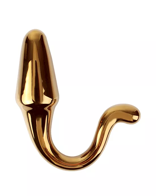 Lucent Hooked Gold Glass Butt Plug 