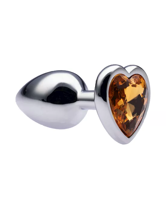 Kink Range Alloy Love Heart Gemmed Butt Plug - 2.7 Inch