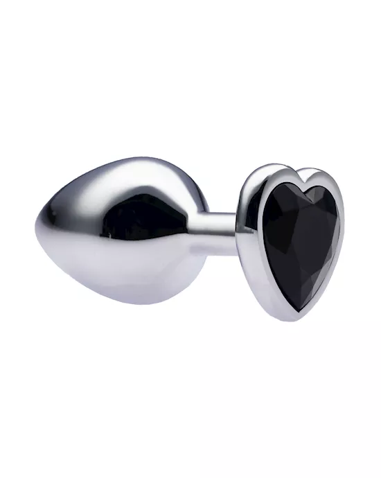 Kink Range Alloy Love Heart Gemmed Butt Plug - 3.2 Inch