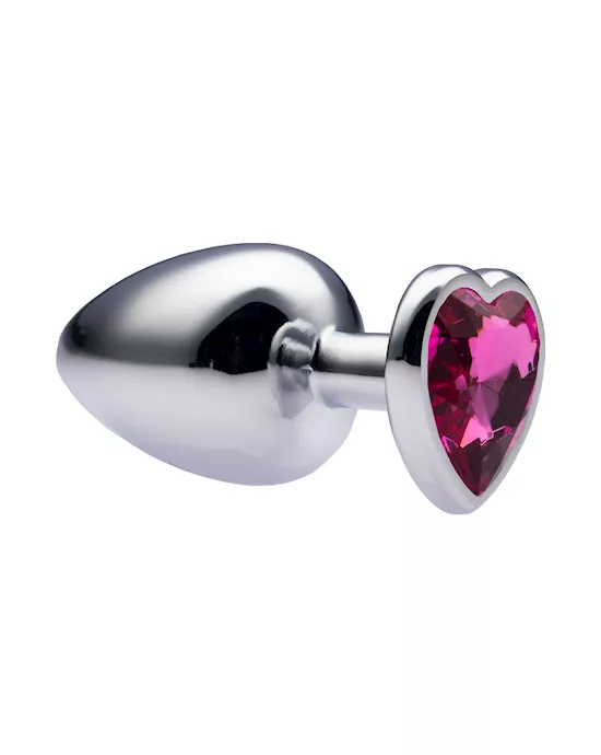 Kink Range Alloy Love Heart Gemmed Butt Plug - 3.7 Inch
