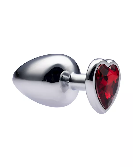 Kink Range Alloy Love Heart Gemmed Butt Plug - 3.7 Inch