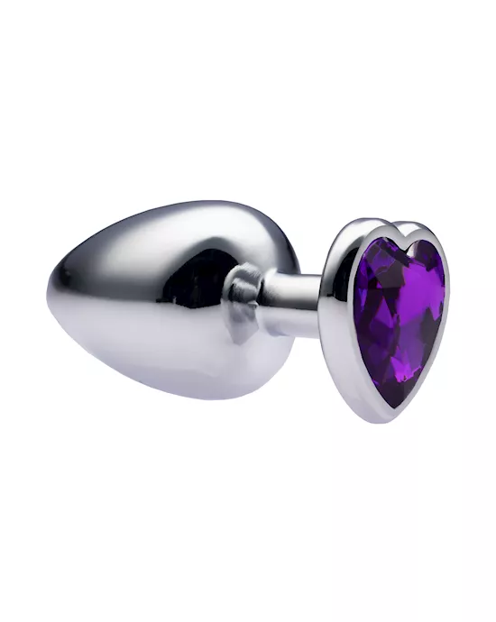 Kink Range Alloy Love Heart Gemmed Butt Plug - 3.7 Inch