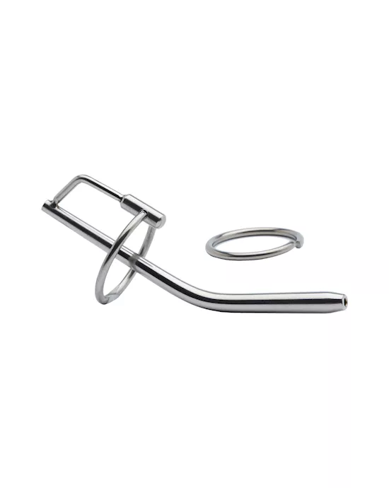Kink Range Stainless Steel Ring and Penis Plug - 4.5 Inch