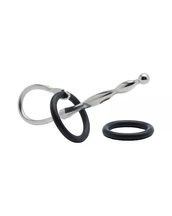 Kink Range Stainless Steel With Silicone Ring Tapered Penis Plug