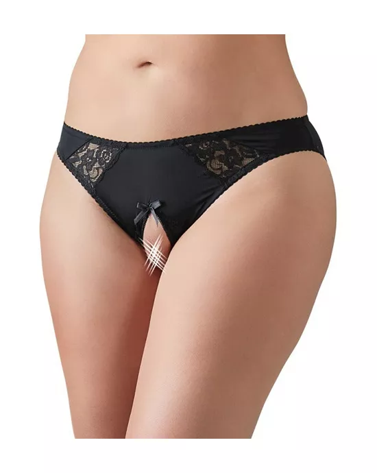 Cottelli Collection Plus Bow Tie Crotchless Panties