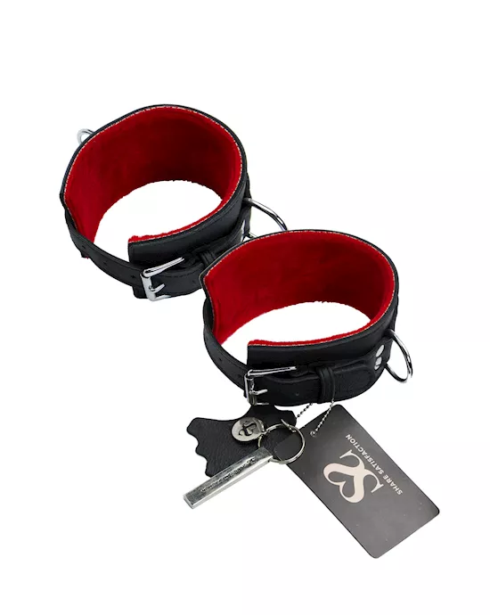 Bound X Textured Leather Ankle Cuff with Fur Lining