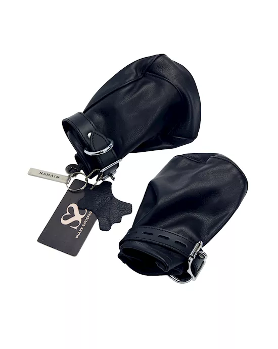 Bound X Leather Fist Restraint Mittens