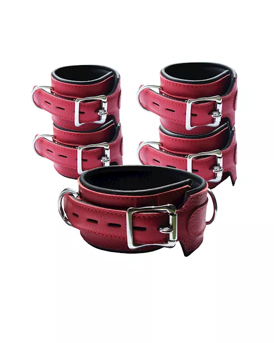 Bound X Ruby Leather Cuffs and Collar Set