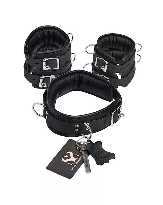 Bound X Padded Nubuck Cuffs and Collar Set