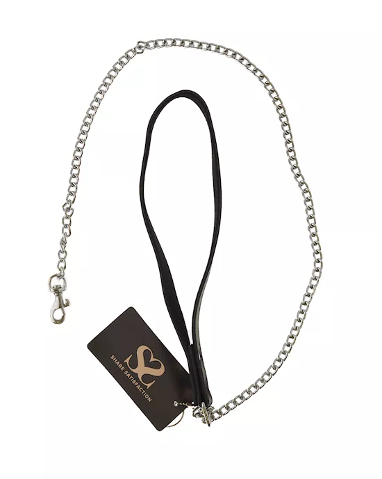 Bound X Chain Leash With Textured Leather Handle
