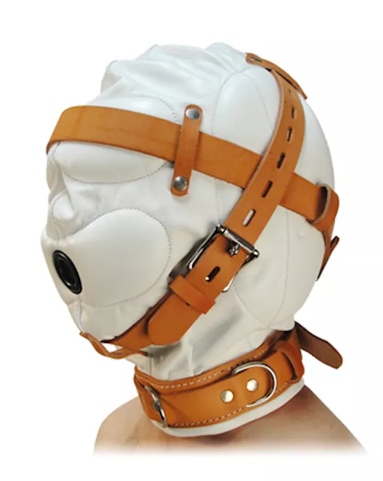 Total Sensory Deprivation White Leather Hood Small Medium