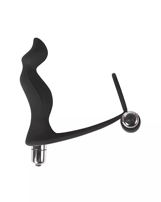 Cock Ring Anal Plug - Black