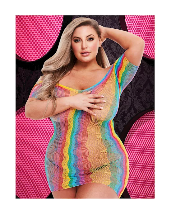 Rainbow Jacquard Lace Mini Dress